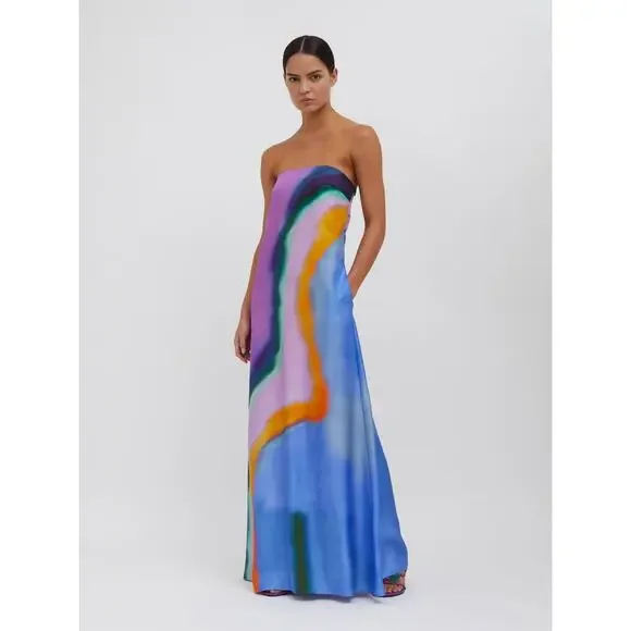 christopher esber aura strapless silk maxi dress Christopher Esber Aura Silk Strapless Maxi Dress